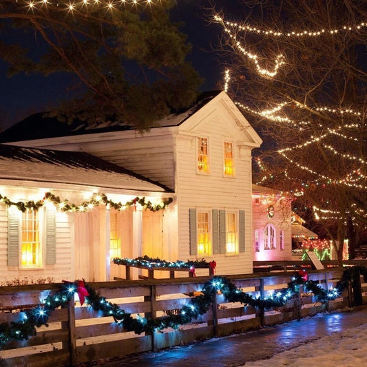 2 Guirnaldas Luces Solares 100 LED De Navidad Para Exterior Luz Blanca Cálida